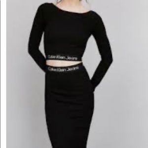 Calvin Klein 2pc midi skirt & long sleeve set